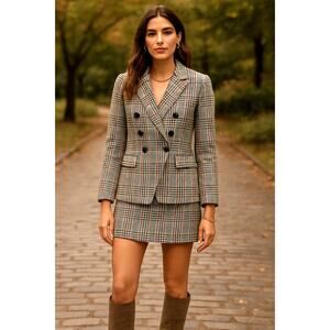 NWT! Veronica Beard 0 Matching Empire Dickey Blazer Skirt SET Jacket Plaid